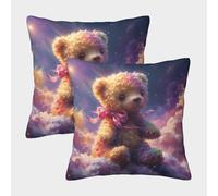Teddy Bear-fantasy Cloud Scene Federe Cuscini Per Divano Decorativa Art Fodere Cuscino Confezione Da 2 Cerniera Invisibile Sedia Camera Da Letto 45x45cm