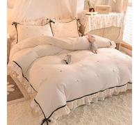 Teddy Bear Fleece Bedding Single-Flannel Fleece 4pcs Set di Biancheria da Letto Ispessimento Gonna da Letto Federa Copripiumino, A, 1.5m Bed(4pcs)