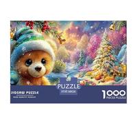 Teddy Bear in Hat, Festive Winter Setting Puzzle Da 1000 Pezzi Christmas Style Elemento Essenziale Per Le Serate Di Giochi in Famiglia, Adulti E Bambini 38x26cm/1000pcs