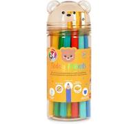 Legami - Set di 24 Matite Colorate con Temperino Teddy Friends, Pastelli per Colorare, a Forma di Orsetto, Resistenti, Senza Legno, Colori brillanti, Contenitore in PET riutilizzabile