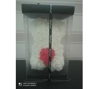 Teddy Bear Orsetto di Rose per San Valentino 25cm Bianco con cuore rosso