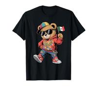 Teddy Bear Rapper Style Mexico Flag Funny Cartoon Outfit Maglietta