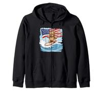 Teddy Bear roccia la tavola da surf con vibrazioni patriottiche Felpa con Cappuccio