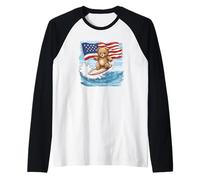 Teddy Bear roccia la tavola da surf con vibrazioni patriottiche Maglia con Maniche Raglan