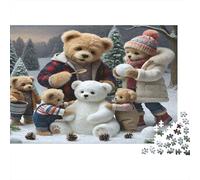 Teddy Bear Winter Scene 1000 Pezzi Cartone Resistente Pacchetto Puzzle Coppia Partner Gioco Divertente Impegnativo Allenamento Del Cervello Regali 38x26cm/1000pcs