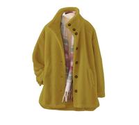 Teddy Fleece - Giacca invernale da donna, senza cappuccio, invernale, in pile caldo, antivento, vestibilità morbida, per il tempo libero, soffice cappotto invernale da donna, giallo., s