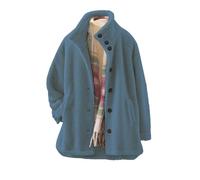 Teddy Fleece - Giacca invernale da donna, senza cappuccio, invernale, in pile caldo, antivento, vestibilità morbida, per il tempo libero, soffice cappotto invernale da donna, Blu marino, s