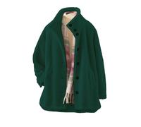Teddy Fleece - Giacca invernale da donna, senza cappuccio, invernale, in pile caldo, antivento, vestibilità morbida, per il tempo libero, soffice cappotto invernale da donna, verde, XL