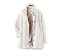 Teddy Fleece - Giacca invernale da donna, senza cappuccio, invernale, in pile caldo, antivento, vestibilità morbida, per il tempo libero, soffice cappotto invernale da donna, bianco, XXXXL