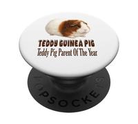 Teddy Guinea Pig Genitore dell'anno, grazioso design Cavy PopSockets PopGrip Adesivo