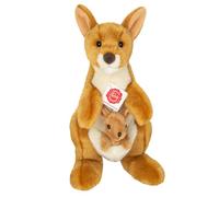 Teddy Hermann 91633 Canguro con bambino 30 cm, peluche con contenuto di materiale riciclato ideale (materiale di riempimento)