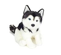 Teddy Hermann 91976 - Peluche a forma di cane Husky seduto, 30 cm, con imbottitura riciclata