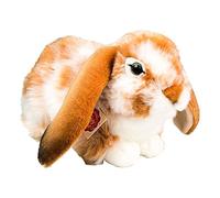 Teddy Hermann 93791 Coniglio montone coniglio sdraiato marrone chiaro pezzato bianco-marrone 30 cm, peluche con contenuto di riciclo ideale (materiale di riempimento)