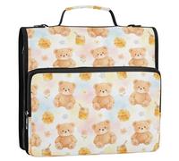 Teddy Jar 3,8 cm 3 anelli robusto raccoglitore con cerniera con tracolla Laege capacità portfolio organizer per scuola media