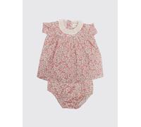 TEDDY & MINOU Set 2 pezzi da bambina con abito e culotte in cotone floreale 6M Rosa