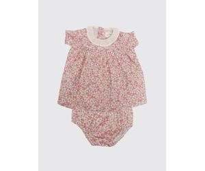 TEDDY & MINOU Set 2 pezzi da bambina con abito e culotte in cotone floreale 6M Rosa