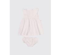 TEDDY & MINOU Set 2 pezzi da bambina con abito smanicato e culotte in cotone 6M Bianco
