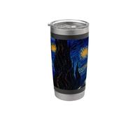 Teddy Roosevelt Terrier Cane Van Gogh Notte Stellata Bicchiere termico in acciaio inox doppia parete