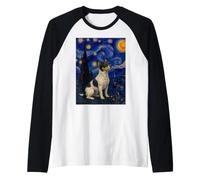 Teddy Roosevelt Terrier Cane Van Gogh Notte Stellata Maglia con Maniche Raglan
