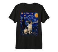 Teddy Roosevelt Terrier Cane Van Gogh Notte Stellata Maglietta Premium