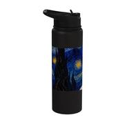 Teddy Roosevelt Terrier Cane Van Gogh Notte Stellata Stainless Steel Insulated Water Bottle