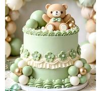 teddybär tortendeko mädchen ein jahr taufe junge grüne kuchendeko | Ornamento torta Teddybär Battesimo Bambino Bambina 1 anno Verde Orsetto Decorazione per Nozze Baby Shower Compleanno Festa