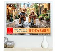Teddybären - im Doppelpack durchs Jahr (hochwertiger Premium Wandkalender 2027 DIN A2 quer), Kunstdruck in Hochglanz: Zwei kleine Fellfreunde meistern das große Leben.