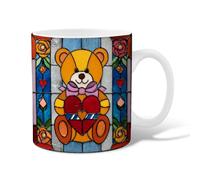 Teddybear - Tazza da caffè in ceramica, con cuore giocoso e rosa, per San Valentino, con manico, idea regalo per amici, familiari, colleghi, insegnanti, coppie, dipendenti, 325 ml