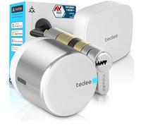 tedee GO2 Alu - Serratura intelligente con WiFi e Bluetooth, kit elettronico con cilindro Exxo Smart 31-62/31-62 mm e Bridge, per accesso remoto e sblocco automatico, compatibile con Alexa e Google