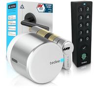 tedee GO2 Alu Serratura Smart con Impronta Digitale, Codice PIN e Cilindro Classe 6 Antieffrazione | Sblocco Automatico | Senza Cambio Cilindro | Compatibile con Matter, Alexa, Google, Apple