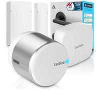 Tedee GO2 - Serratura intelligente in alluminio con WiFi, Bluetooth e sensore porta, accesso remoto e notifiche tramite app, blocco automatico senza chiave | Alexa, Google Home, Apple HomeKit