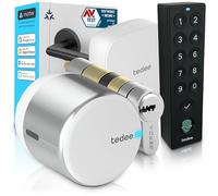Tedee GO2 - Serratura intelligente WiFi in alluminio con cilindro Exxo Smart, Bridge e tastiera Keypad Pro, serratura elettronica con impronta digitale e codice, accesso remoto, compatibile con Alexa