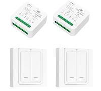 Tedeligo Interruttore Luce Senza Fili, Funziona Con Interruttore A Parete, Portata Di Controllo Fino A 100M Per Lampade Da Interni Lampadine A LED, Ricevitore Relè AC220V 2000W (2 TO 2)