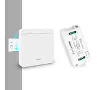 Tedeligo Interruttore Luce Senza Fili, Rimovibile Interruttore Wireless Con Trasmettitore Radio 100M 2300W Portata Telecomando Per Luci, Nessun Cablaggio Richiesto, Bianco(1trasmettitore 1ricevitore)