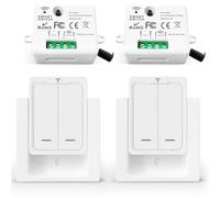 Tedeligo Kit Interruttore Luce Senza Fili, Trasmettitore Radio Mobile Trasmettitore da Parete 230V Portata 100M Interruttore Radio per Lampada Nessun Cablaggio Richiesto, Potenza Fino a 2500W, Bianco