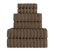 Tedeman Cloud Collection 6 Piece Towel Set - Turkish Towels, 550 GSM Plush, Highly Absorbent, Hotel & Spa Quality, 2 Bath Towels + 2 Hand Towels + 2 Kitchen Towels (Truffle Brown, Set of 6 Towels)
