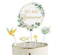 Tedesco 9pz Cake Topper Comunione, Meine Kommunion/Zur Kommunion/Erste Heilige Kommunion, Topper Torta Decorazione Prima Comunione (C-Erste Heilige Kommunion)