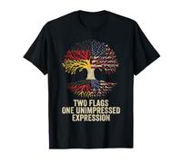 Tedesco Americano Due Bandiere Divertente Unimpressed Radici Albero Maglietta