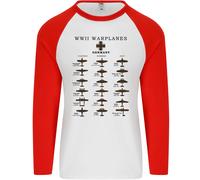 Tedesco Guerra Planes WWII Combattenti Aerei Uomo L/S Baseball T-Shirt
