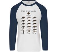 Tedesco Guerra Planes WWII Combattenti Aerei Uomo L/S Baseball T-Shirt