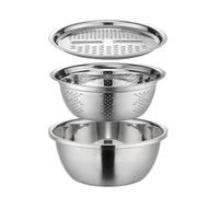 Tedesco Multifunzionale Ciotola in Acciaio Inox Colino in Acciaio Inox Colino in Metallo Set di Ciotole per Miscelare 3 e 1 Colino Ciotola di Scarico Tagliaverdure Colino