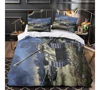 Tedesco Panther Carro Armato 2 Pezzi Copripiumino Set Copripiumino 3D Stampa Digitale Militare E Federe Con Cerniera Set Di Biancheria Da Letto Microfibra Morbido Per Bambini Single（140x200cm）
