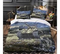 Tedesco Panther Carro Armato Copripiumino 3D Stampa Digitale Militare Set Copripiumino 3 Pezzi Set Di Biancheria Da Letto Microfibra Morbido E Federe Con Cerniera Per Bambini Super King（260x220cm）