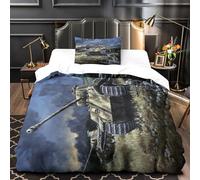 Tedesco Panther Carro Armato Copripiumino Set Copripiumino 3D Stampa Digitale Militare 2 Pezzi E Federe Set Di Biancheria Da Letto Microfibra Morbido Con Cerniera Per Bambini Single（135x200cm）