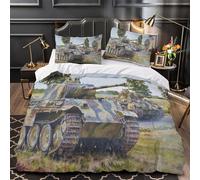 Tedesco Panther Carro Armato Set Copripiumino 3D Stampa Digitale Militare 3 Pezzi Copripiumino Con Cerniera E Federe Set Di Biancheria Da Letto Microfibra Morbido Per Bambini Super King（260x220cm）