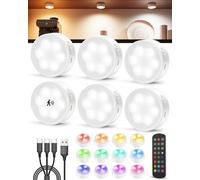 Tedmos Faretto LED Armadio con Sensore Movimento, Luce Vetrina Ricaricabile | 2400mAh USB, RGB, Telecomando, Magnetiche, Adesive,LED Notturne a Batteria Adesivi per Scale Sottopensile Cucina, Mensola