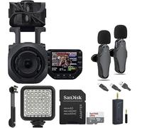 Teds Electronics Zoom Q8n-4K - Videoregistratore con microfono Lavelier e luce LED e scheda di memoria