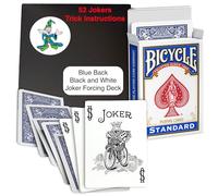 Ted's Sterling Magic Fabbrica Cut Bicycle Black and White Joker Trick Deck (Blue One Way Force)