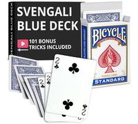 Ted's Sterling Magic Precision Blue Rider Back Bicicletta Svengali Deck con istruzioni per 100+ trucchi (2 di club)