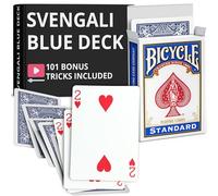 Ted's Sterling Magic Precision Blue Rider Back Bicicletta Svengali Deck con istruzioni per 100+ trucchi (2 di cuori)